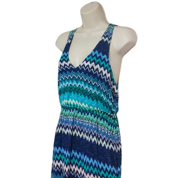 The Addison Story Blue Green Chevron Sleeveless Maxi Dress Women's Size Small S - Picture 6 of 13